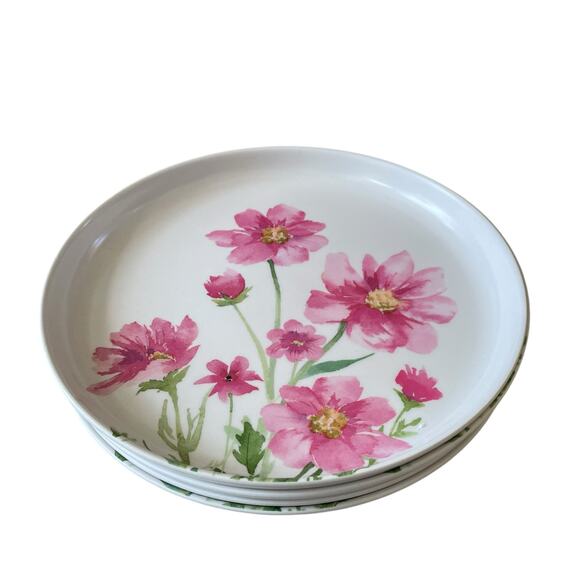 Soho Loft Pink Floral Melamine Dinner Plates 11in Set of 4 Spring NEW - Picture 9 of 15